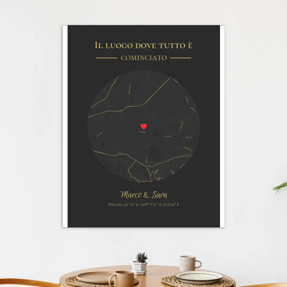 Deqosy Mappa personalizzata Dove tutto è iniziato, poster a forma di cuore,  incorniciato con cornice nera, regali di San Valentino : :  Cancelleria e prodotti per ufficio